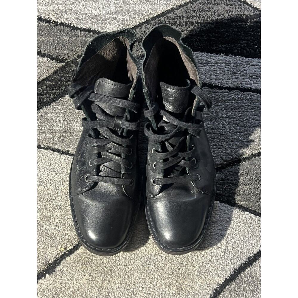 JOHN VARVATOS Brooklyn Lug Lace Mineral Black Leather Boots Size 11.5